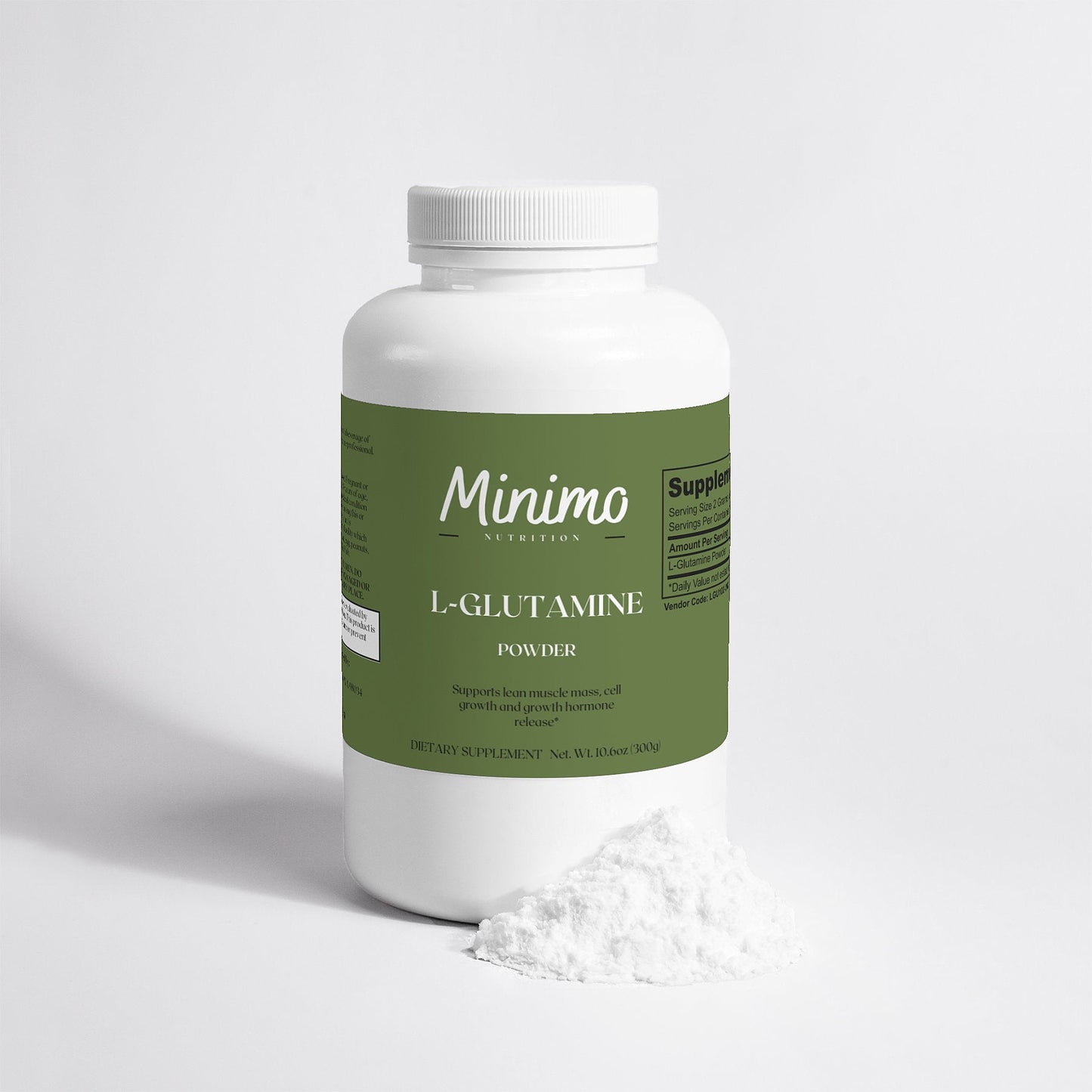 Minimo Nutrition L-Glutamine Powder, 10.6 oz.