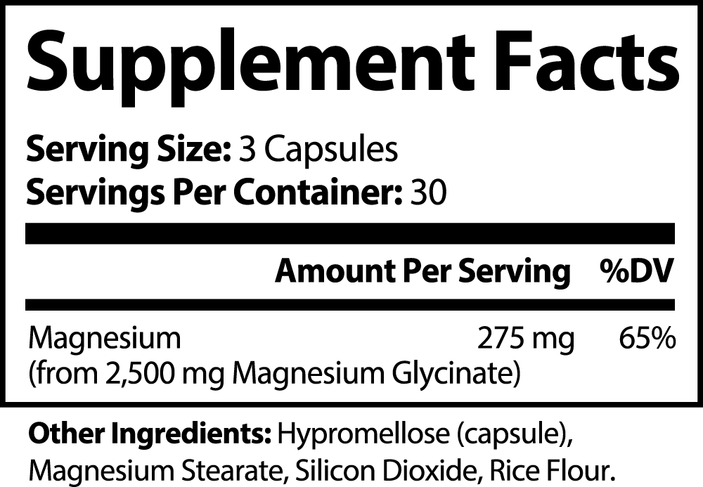 Minimo Nutrition Magnesium Glycinate, 90 ct. Supplement Facts