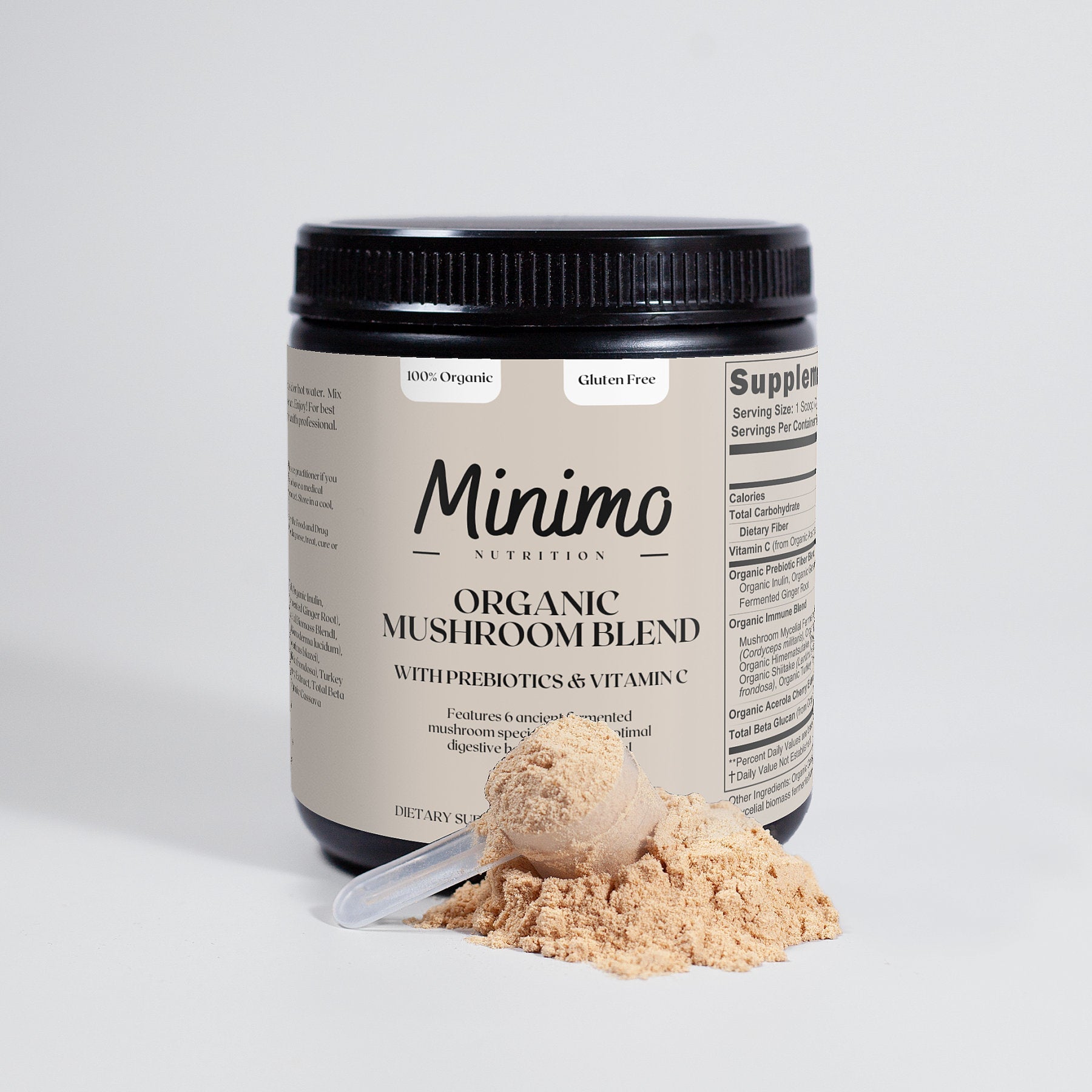 Minimo Nutrition Organic Mushroom Blend, 7.4 oz