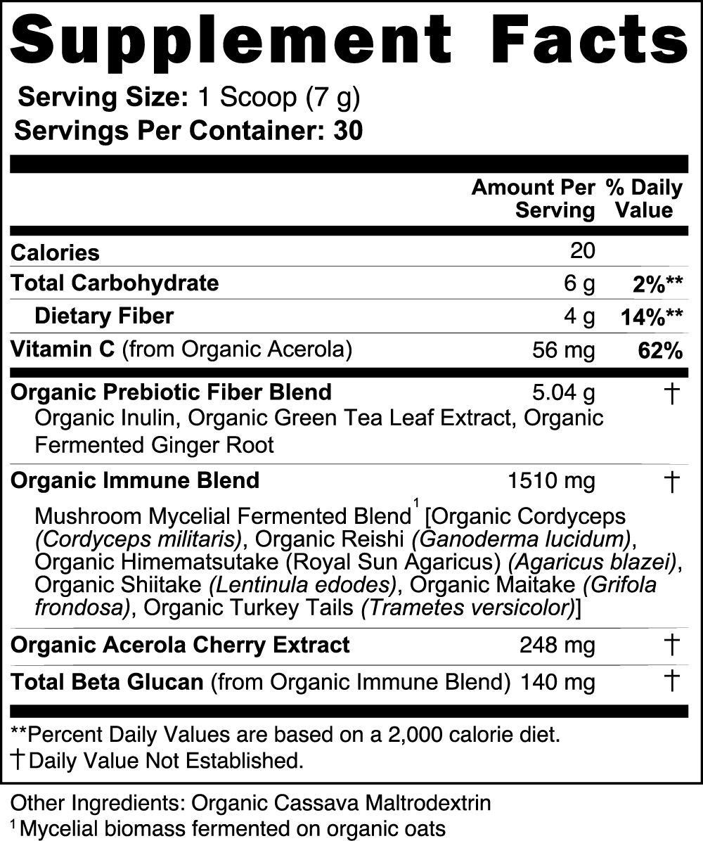 Minimo Nutrition Organic Mushroom Blend, 7.4 oz Supplement Facts